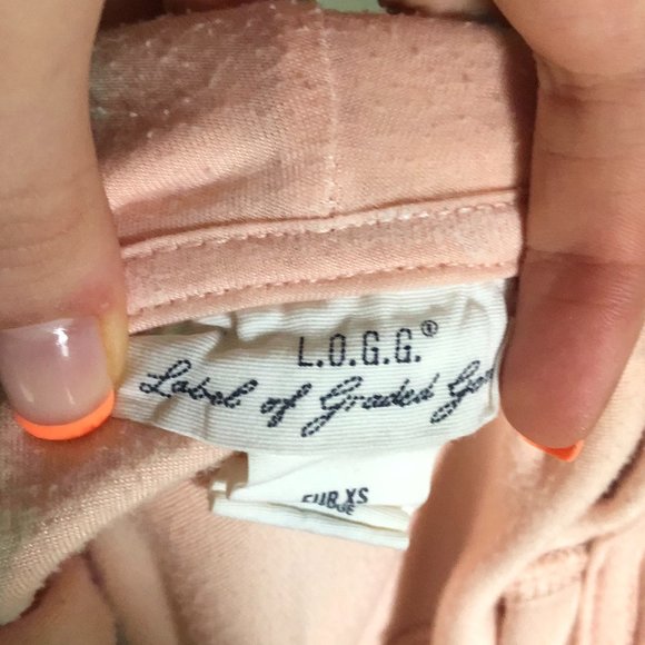 H&M - L.O.G.G Pink Velvet Drawstring Zip Up Hoodie - Picture 4 of 6